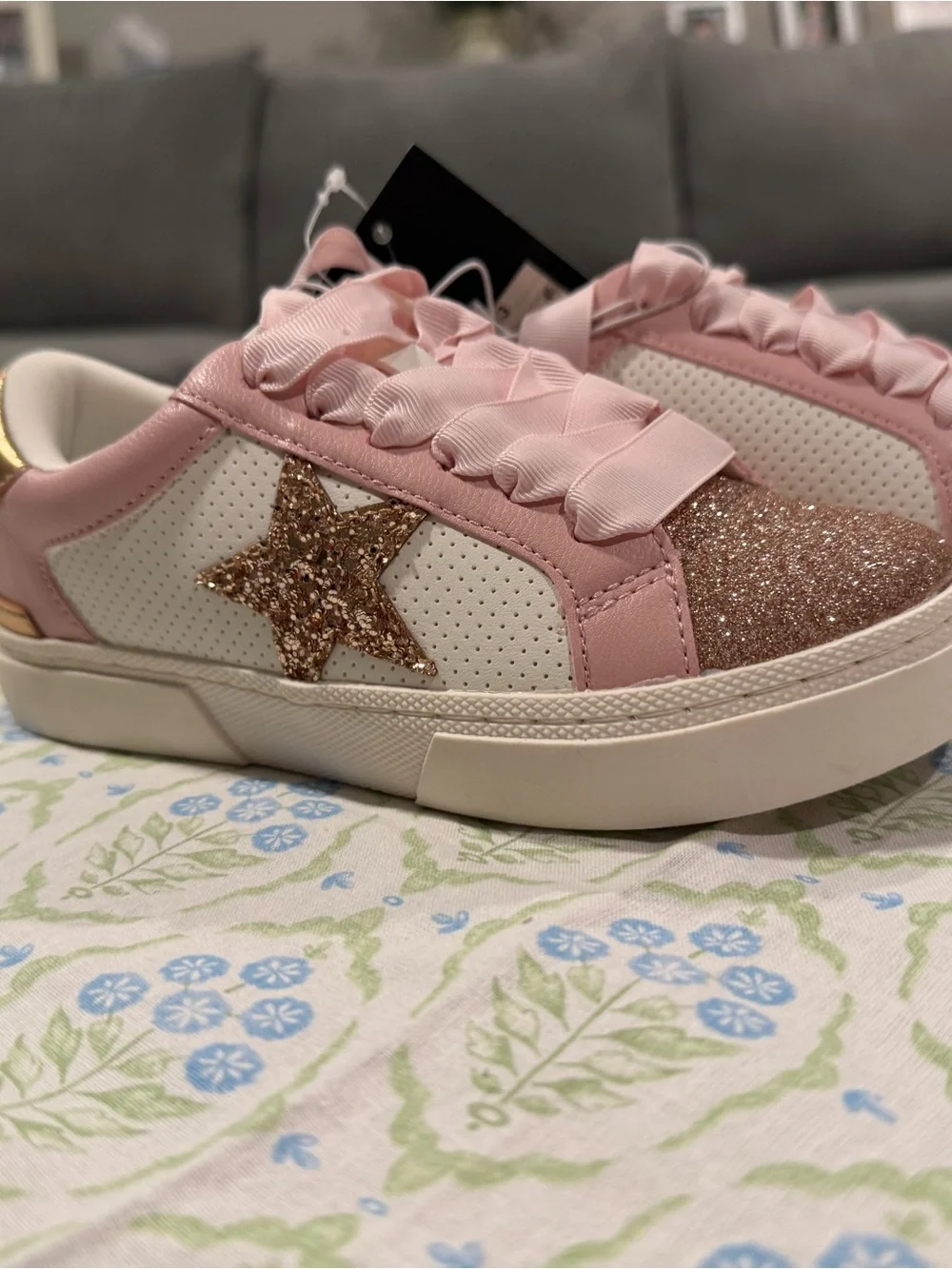 art class Pink Glitter Star Kids Sneakers